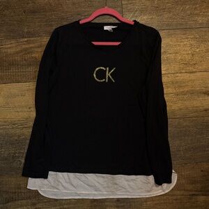 Calvin Klein Black Crew Neck Sweater with Metallic Logo